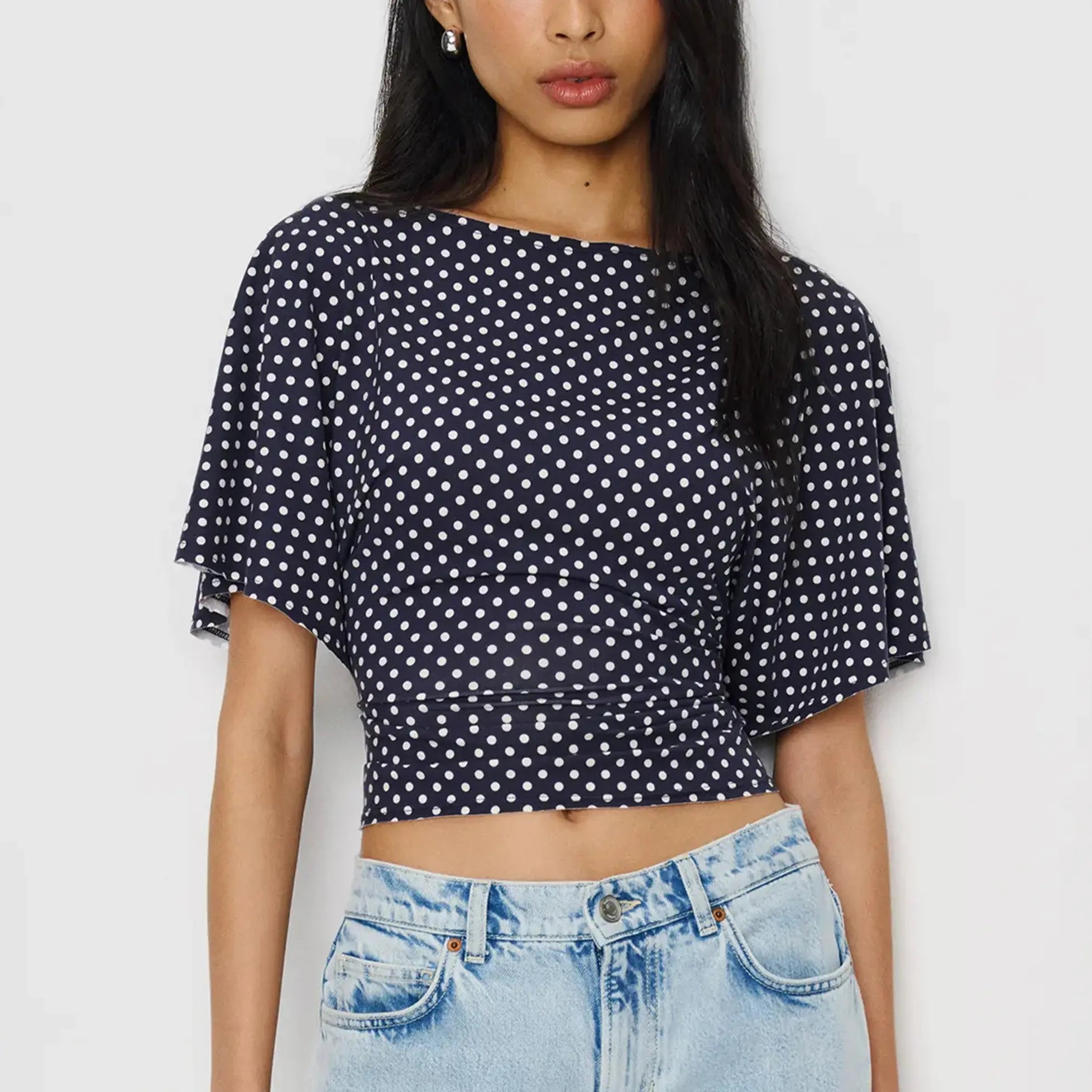 Songling Women'S Cinched Waist Shirt Short-Sleeve Boat Neck Knit Top Stylish Streetwear Basic Sports T-Shirt Top Casual
