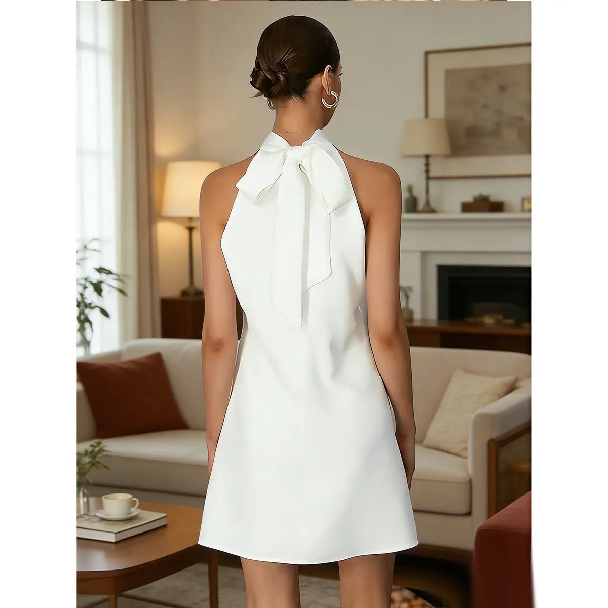 Stunning Pearl Beaded Halter Twist A-Line Dress for Your Special Occasion