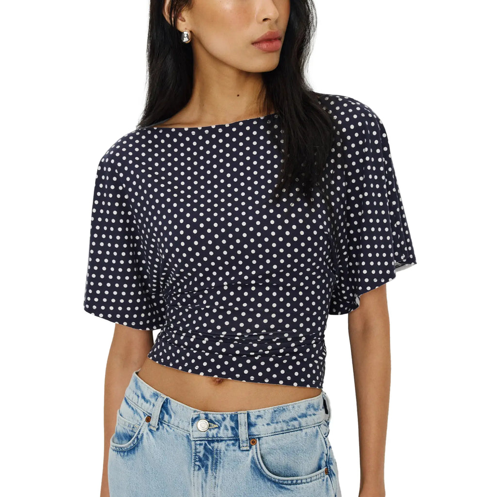 Songling Women'S Cinched Waist Shirt Short-Sleeve Boat Neck Knit Top Stylish Streetwear Basic Sports T-Shirt Top Casual