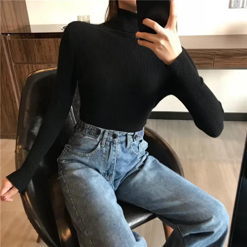 Elevate Your Wardrobe with Our Women's Turtleneck Sweater - Cozy Cashmere Knit Pullover for Autumn & Winter
